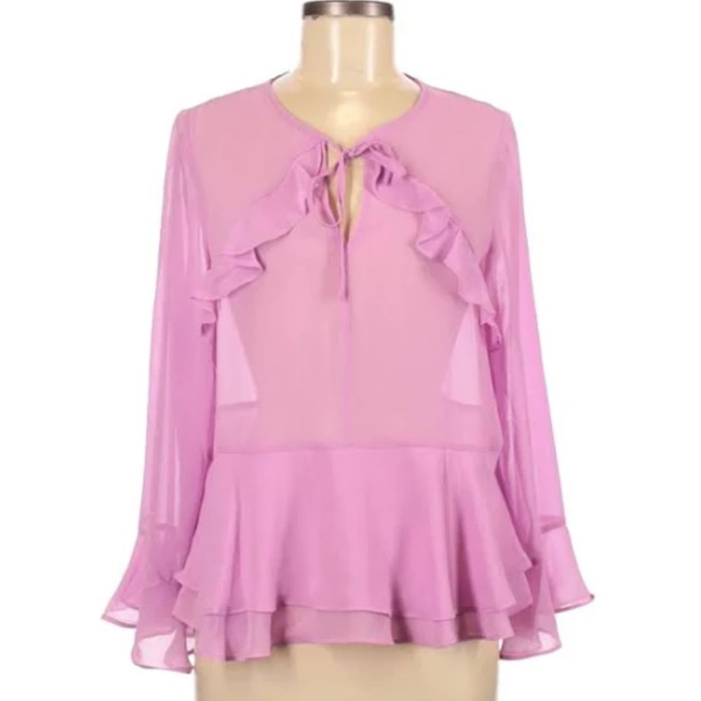 RUFFLE BELL-SLEEVE BLOUSE
